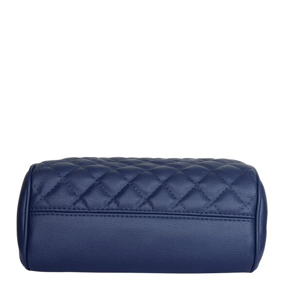 Vegan Leather Women’s Blue Handbag – Top Handle Satchel with Crossbody Strap - Picture 6 of 11